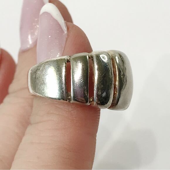 Vintage 925 Sterling Silver Milor Italy Ribbed Puffy Abstract Modern Ring 7 - Picture 3 of 15